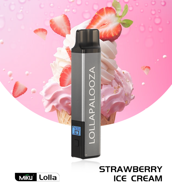 Miku Lolla Strawberry Ice Cream 3% nicotine refillable vape