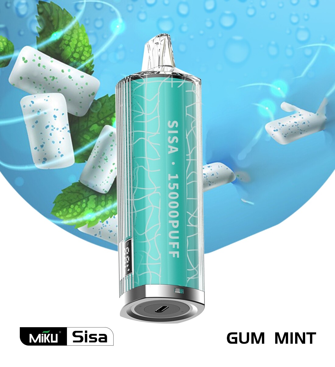 Miku Sisa Gum Mint Flavor 15000 Puffs Disposable Vape
