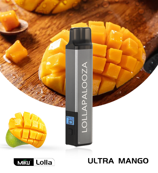 Miku Lolla Ultra Mango flavor 3% nicotine refillable vape