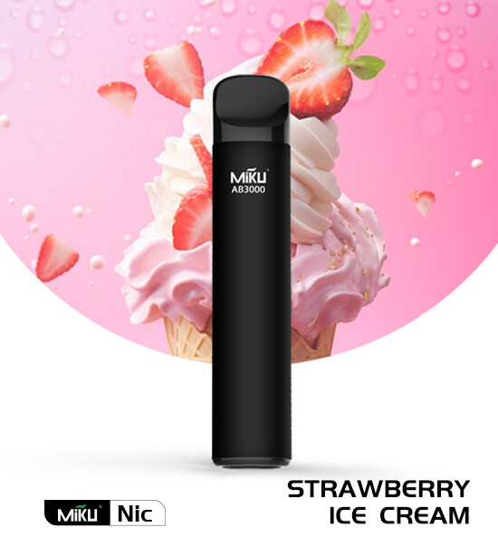 Strawberry Ice Cream 3000 puffs 2% Nicotine Miku Nic Disposable vape 8ml juice 2024