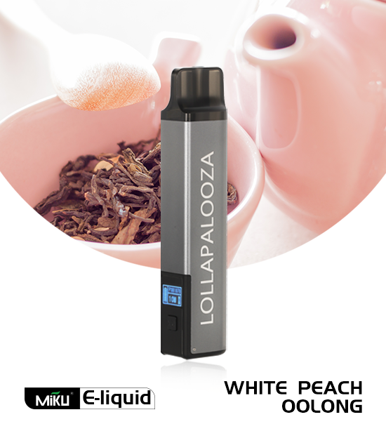 Miku Lolla White Peach Oolong flavor 3% nicotine refillable vape